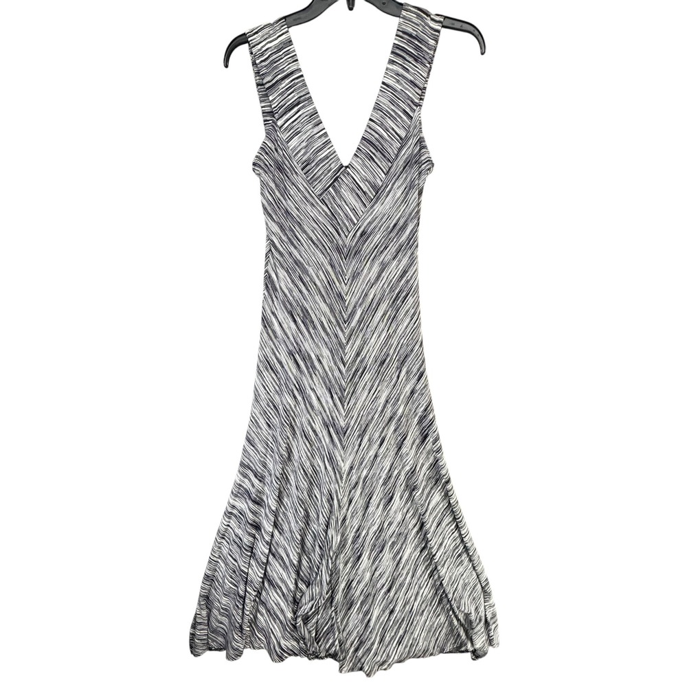Comfy USA Maxi Dress Size XS Navy Blue White Jersey Knit Stripe Artsy Lagenlook‎